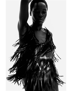 Майка с бахромой и покрытием, черный H&m