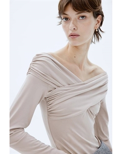 Драпированное боди танга, бежевый H&m