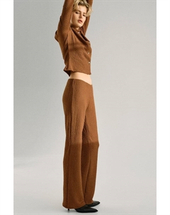 Расклешенные брюки из жатого трикотажа, коричневый H&m