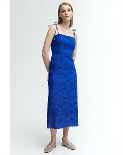 Платье с вышивкой ришелье и завязками, синий H&m