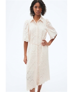 Блузка платье с вышивкой ришелье, бежевый H&m