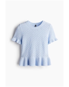 Рубашка ажурной вязки с отделкой воланом, голубой H&m