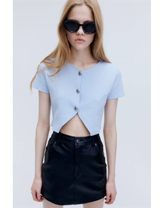 Трикотажный кардиган с короткими рукавами, голубой H&m