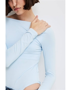 Боди с вырезом лодочкой, голубой H&m