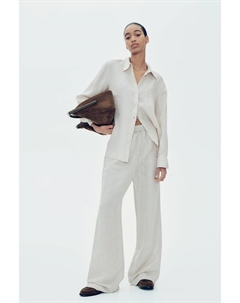 Брюки из смеси льна, бежевый H&m