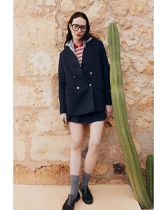 Двубортный блейзер, синий H&m