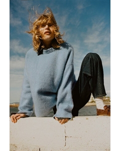 Свитер оверсайз из смеси мохера, голубой H&m