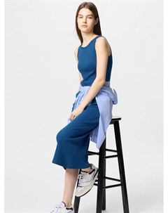 Платье с чашечками в рубчик, синий Uniqlo