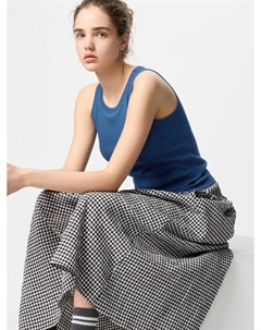Топ с чашечками в рубчик, синий Uniqlo