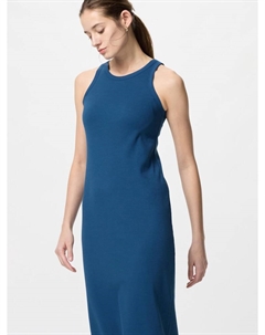 Платье с чашечками в рубчик длинное, синий Uniqlo