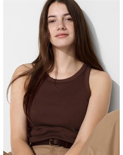 Топ с чашечками в рубчик, коричневый Uniqlo