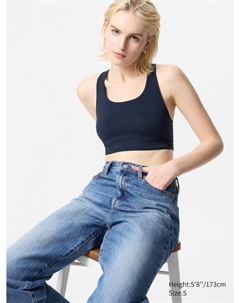 Спортивный топ с чашечками, цвет 69 синий Uniqlo