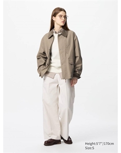 Широкие брюки-чинос, цвет 30 бежевый Uniqlo