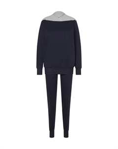 Мягкая хлопковая пижама, хлопок, манжеты на резинке, женская, цвет 339 Dark Lapis Blue Calida