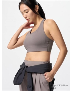 Спортивный топ с чашечками, цвет 36 коричневый Uniqlo