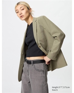 Свободный пиджак по фигуре, цвет 55 зеленый Uniqlo