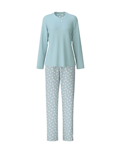 Женская пижама Henley с длинными рукавами Midnight Mushrooms, цвет 490 Sterling Blue Calida