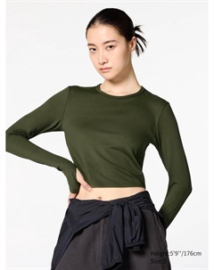 Лонгслив ultra stretch airism, цвет 58 зеленый Uniqlo