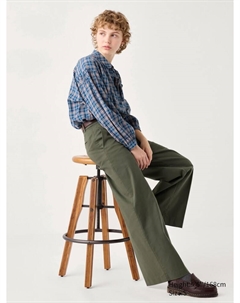 Широкие брюки-чинос, цвет 57 зеленый зеленый Uniqlo