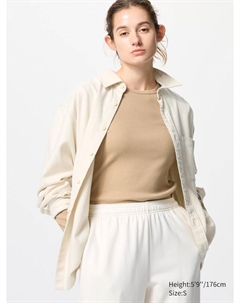 Лонгслив женский, цвет 32 бежевый Uniqlo