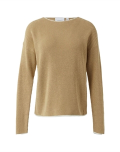 Вязаный женский хлопковый свитер с вырезом «лодочка», цвет 8406 Brown Comma casual identity