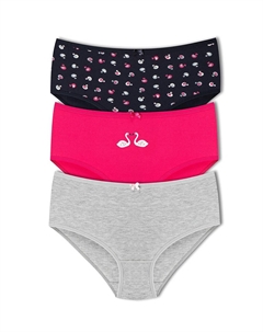 Женские трусики больших размеров из хлопка с рисунком из 3 предметов, светло-серый Hnx