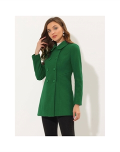 Женское двубортное зимнее пальто с воротником Питера Пэна и длинными рукавами, темно-розовый Allegra k