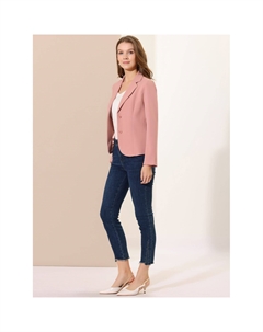 Женская рабочая эластичная куртка с воротником с лацканами, костюм, блейзер, темно-розовый Allegra k