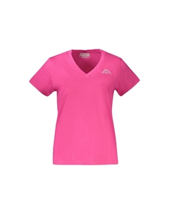 Розовая хлопковая женская футболка Kappa