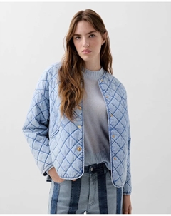 Женская стеганая куртка с застежкой на кнопки, синий Scalpers