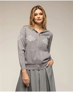 Женская вязаная кофта с капюшоном-снежинкой, серый Tantra