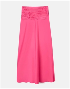 Юбка миди из атласа с боковой молнией, розовый Silbon