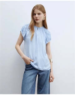 Блузка с эластичным воротником, голубой Сфера