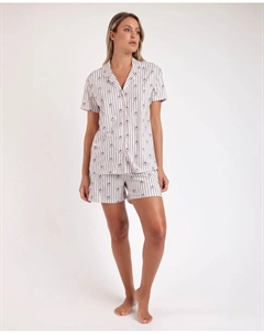 Женская короткая открытая пижама из розового вискозного трикотажа, розовый Admas