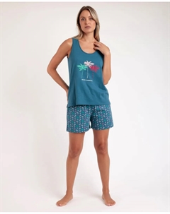 Короткая женская пижама из вискозного трикотажа синего цвета, синий Admas