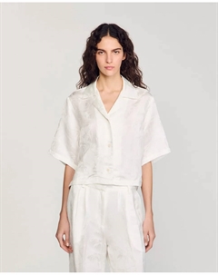 Женская жаккардовая рубашка с короткими рукавами, белый Sandro