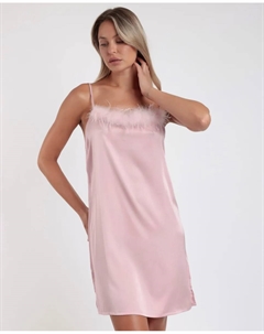 Короткая свадебная ночная рубашка из атласной ткани, розовый Admas