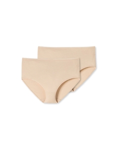 Женские трусы, комплект из 2 шт - трусы миди, хлопок стрейч, однотонные, песочный Schiesser