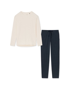 Пижамы из органического хлопка, цвет Blau Gepunktet / Creme Schiesser