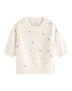 Тонкий вязаный свитер Sweater, экрю Next