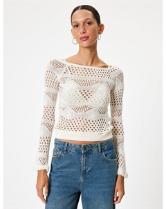 Тонкий вязаный свитер Sweater, экрю Koton