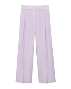 Брюки со складками спереди Wide leg Pleat-Front Pants, сиреневый Mango