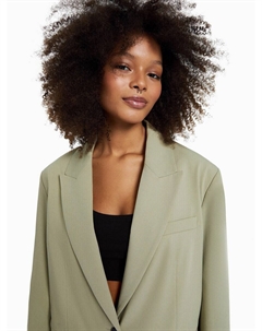 Классический блейзер Blazer, темно-бежевый Bershka