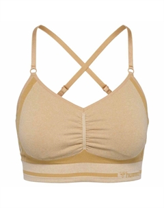 Спортивный топ Lulu Scrunch High Support Seamless, бежевый Hummel