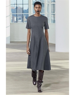Платье миди годе, антрацитово-серый Zara