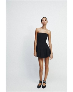 Короткое платье с деталями годе, черный Zara