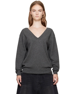 Серый свитер с глубоким V-образным вырезом We11done