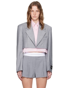 Серый предварительно стилизованный укороченный блейзер Alexander wang