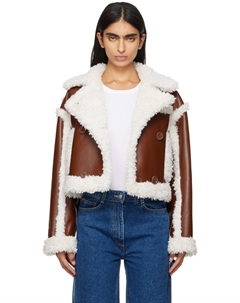 Коричневая и кремово-белая куртка Kristy из искусственной овчины Stand studio
