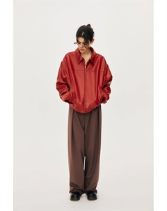 Куртка-бомбер с кожаным эффектом, цвет Red/Orange Zara